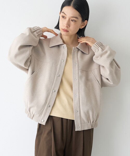 RONEL（ロネル）の「【RONEL/セットアップ対応】ヘリンボーンブルゾン（ブルゾン・レディース・ナチュラル/ブラック・FREE）」の2枚目の写真