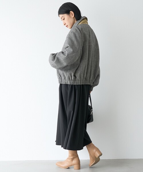 RONEL（ロネル）の「【RONEL/セットアップ対応】ヘリンボーンブルゾン（ブルゾン・レディース・ナチュラル/ブラック・FREE）」の10枚目の写真
