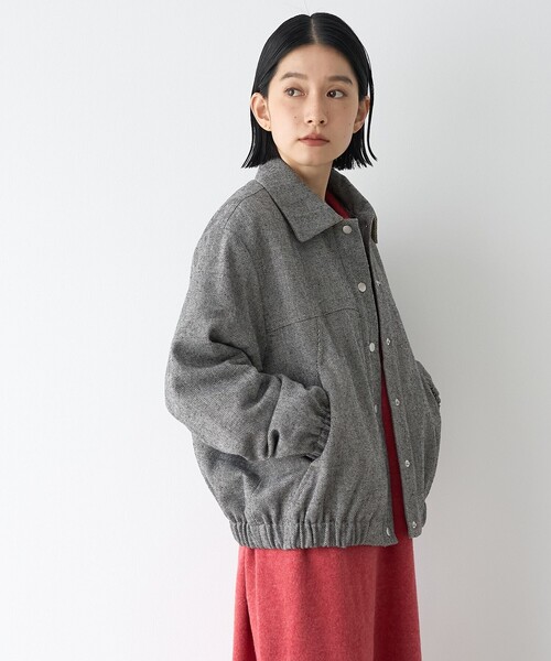 RONEL（ロネル）の「【RONEL/セットアップ対応】ヘリンボーンブルゾン（ブルゾン・レディース・ナチュラル/ブラック・FREE）」の18枚目の写真