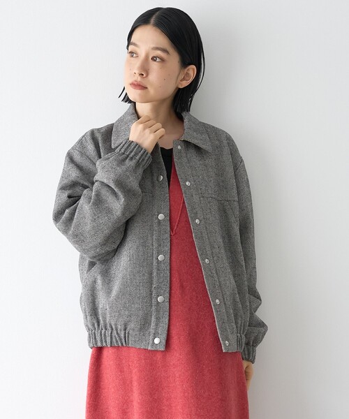RONEL（ロネル）の「【RONEL/セットアップ対応】ヘリンボーンブルゾン（ブルゾン・レディース・ナチュラル/ブラック・FREE）」の20枚目の写真