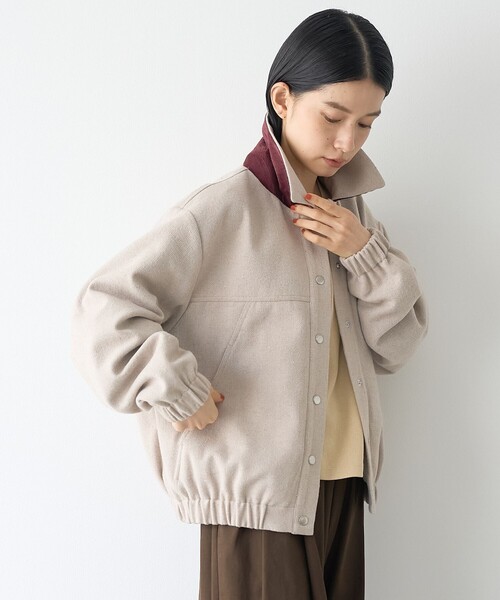 RONEL（ロネル）の「【RONEL/セットアップ対応】ヘリンボーンブルゾン（ブルゾン・レディース・ナチュラル/ブラック・FREE）」の3枚目の写真