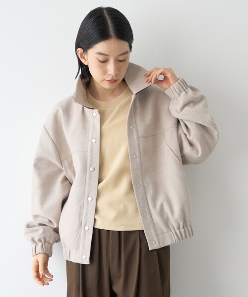 RONEL（ロネル）の「【RONEL/セットアップ対応】ヘリンボーンブルゾン（ブルゾン・レディース・ナチュラル/ブラック・FREE）」の5枚目の写真