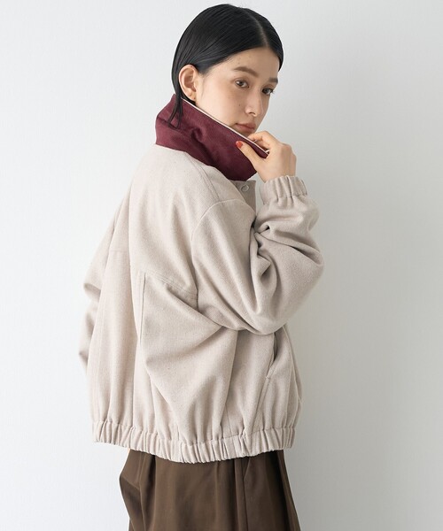 RONEL（ロネル）の「【RONEL/セットアップ対応】ヘリンボーンブルゾン（ブルゾン・レディース・ナチュラル/ブラック・FREE）」の6枚目の写真