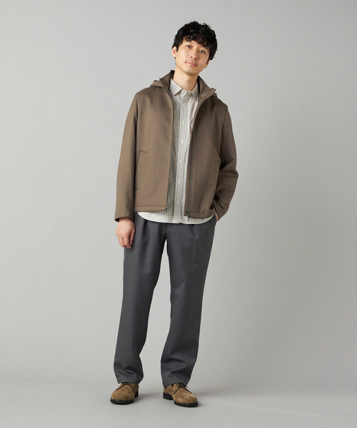 COMME CA MEN(コムサメン)の「【発熱・吸水速乾】ダウンファブリック ウーリッシュツイル ブルゾン(フード着脱可能)(ブルゾン・メンズ・グレー/ベージュ/ブラック・M/L/S)」の12枚目の写真