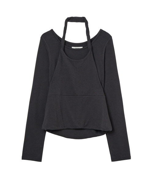 DEINET(ダイニット)の「レイヤードホルターネックロングスリーブ(チャコール)(Tシャツ/カットソー・レディース・その他・FREE)」の1枚目の写真