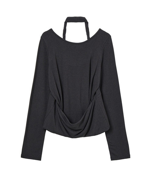 DEINET(ダイニット)の「レイヤードホルターネックロングスリーブ(チャコール)(Tシャツ/カットソー・レディース・その他・FREE)」の2枚目の写真