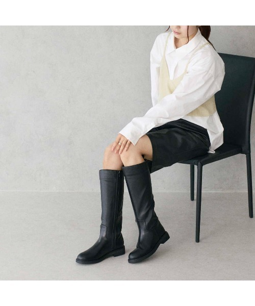 carino(カリーノ)の「【レイン対応】ロングブーツ(ブーツ・レディース・ダークブラウン/ブラック・L/M/S/LL)」の2枚目の写真
