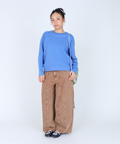Three Four Time(スリーフォータイム)の「スエットニットドッキングプルオーバー(スウェット・レディース・ブルー/オフホワイト/ピンク・ONE SIZE)」の13枚目の写真
