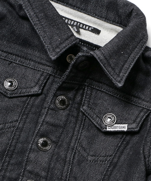 CHUBBYGANG（チャビーギャング）の「ニットデニムデザインジャケット（ブルゾン・キッズ・ブラック・120/140/160/150/110/130/100）」の4枚目の写真