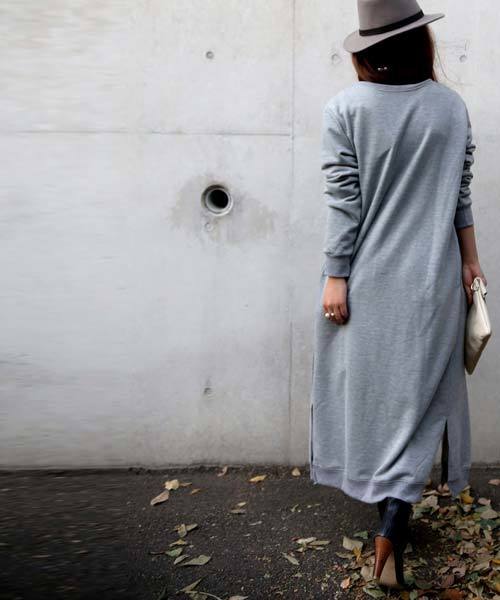 antiqua（アンティカ）の「ラウンドネックロングカーデ（カーディガン/ボレロ・レディース・グレー/ブラック・M）」の6枚目の写真