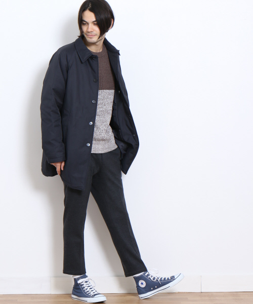 MYSELF ABAHOUSE（マイセルフアバハウス）の「【本物のダウン】ステンカラーコート河田ダウン | マイセルフ（ダウンジャケット/コート・メンズ・ネイビー/カーキ・MEDIUM/SMALL/LARGE）」の12枚目の写真