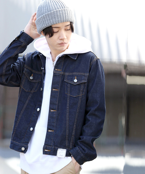 WEGO（ウィゴー）の「WEGO/ストレッチデニムジャケット（デニムジャケット・メンズ・ダークインディゴブルー/ライトインディゴブルー/ブルー系その他/ブルー系その他2/ブラック・LARGE/SMALL/MEDIUM/X-LARGE）」の2枚目の写真