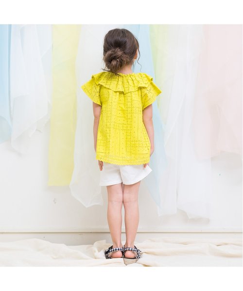 apres les cours（アプレレクール）の「オールオーバーレースチュニック（チュニック・キッズ・オフホワイト/ブルー/イエロー・90/110/130/120/100/80）」の18枚目の写真