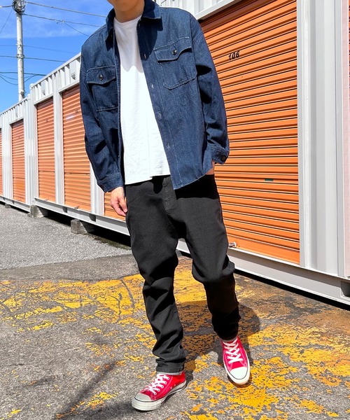 BEATJIVE(ビートジャイブ)の「デニムパンツ ワイド テーパード サルエル ストレッチ メンズ(デニムパンツ・メンズ・ベージュ/インディゴブルー/ブラック/キャメル/ブラウン/チャコールグレー/ブルー系その他/ブラック系その他・2/4/3)」の14枚目の写真