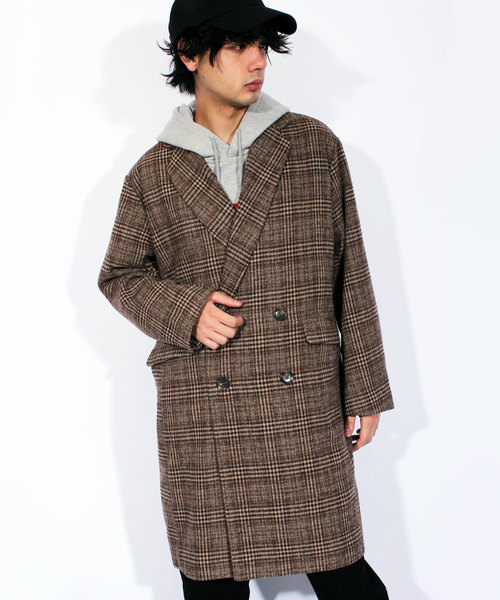 8(eight)(エイト)の「ダブル チェスターコート ロング ジャケット(チェスターコート・メンズ・ブラック/グレー/ブラウン・MEDIUM/LARGE)」の3枚目の写真