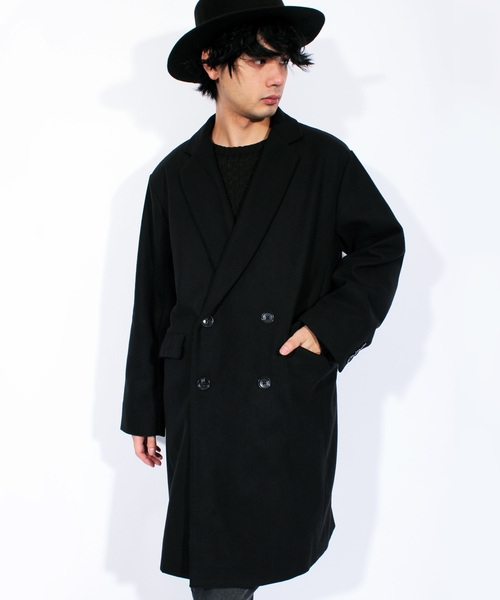 8(eight)(エイト)の「ダブル チェスターコート ロング ジャケット(チェスターコート・メンズ・ブラック/グレー/ブラウン・MEDIUM/LARGE)」の2枚目の写真