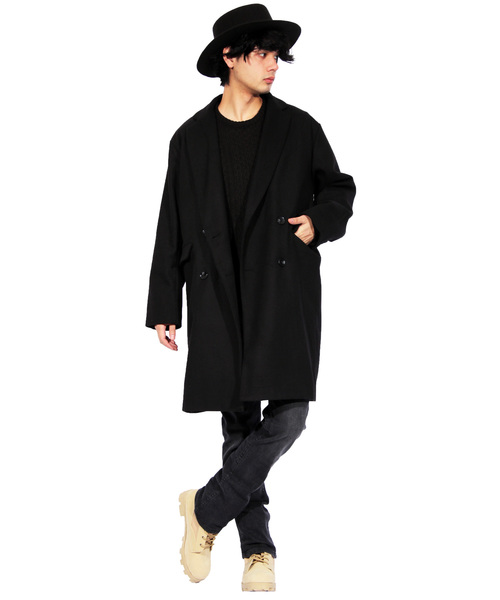 8(eight)(エイト)の「ダブル チェスターコート ロング ジャケット(チェスターコート・メンズ・ブラック/グレー/ブラウン・MEDIUM/LARGE)」の8枚目の写真