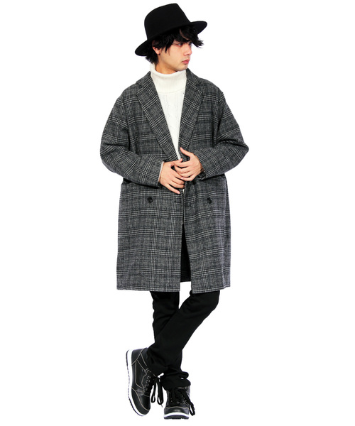 8(eight)(エイト)の「ダブル チェスターコート ロング ジャケット(チェスターコート・メンズ・ブラック/グレー/ブラウン・MEDIUM/LARGE)」の11枚目の写真