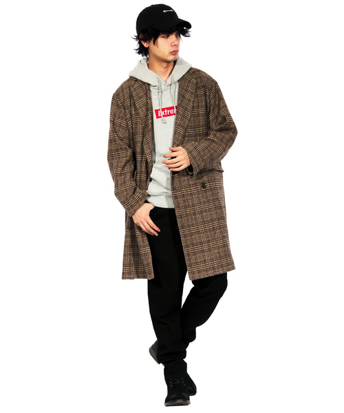 8(eight)(エイト)の「ダブル チェスターコート ロング ジャケット(チェスターコート・メンズ・ブラック/グレー/ブラウン・MEDIUM/LARGE)」の7枚目の写真