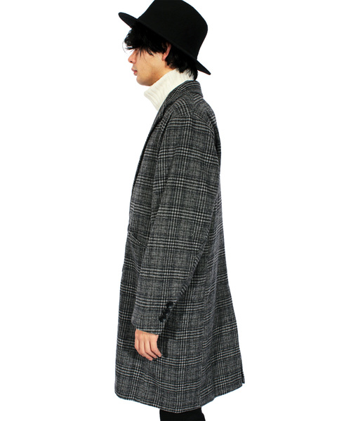 8(eight)(エイト)の「ダブル チェスターコート ロング ジャケット(チェスターコート・メンズ・ブラック/グレー/ブラウン・MEDIUM/LARGE)」の4枚目の写真