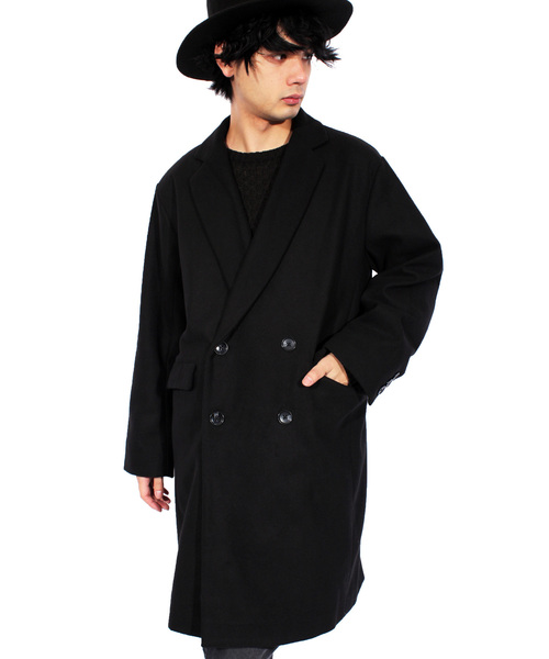 8(eight)(エイト)の「ダブル チェスターコート ロング ジャケット(チェスターコート・メンズ・ブラック/グレー/ブラウン・MEDIUM/LARGE)」の16枚目の写真