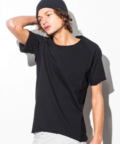 CDM BY CARPEDIEM(シーディーエムバイカルペディエム)の「CDM BY CARPEDIEM(シーディーエム バイ カルペディエム)カットオフラグランカットソー 半袖(Tシャツ/カットソー・メンズ・ホワイト/ブラック/チャコールグレー・SMALL/MEDIUM/LARGE)」の3枚目の写真