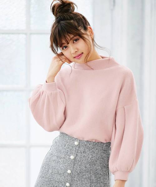 KOBE LETTUCE（コウベレタス）の「袖コンシャスデザイン！バルーンスリーブボトルネック起毛ニットソープルオーバートップス/レディース[C3047]神戸レタス（ニット/セーター・レディース・ブラック/ベージュ/グレー/ピンク/ブルーグリーン・FREE）」の8枚目の写真