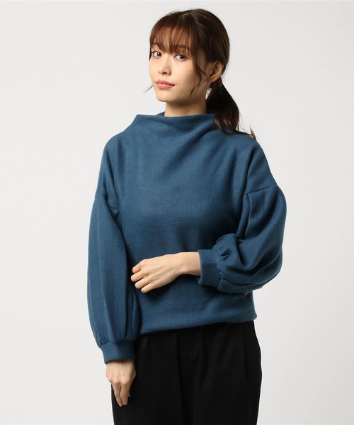 KOBE LETTUCE（コウベレタス）の「袖コンシャスデザイン！バルーンスリーブボトルネック起毛ニットソープルオーバートップス/レディース[C3047]神戸レタス（ニット/セーター・レディース・ブラック/ベージュ/グレー/ピンク/ブルーグリーン・FREE）」の4枚目の写真