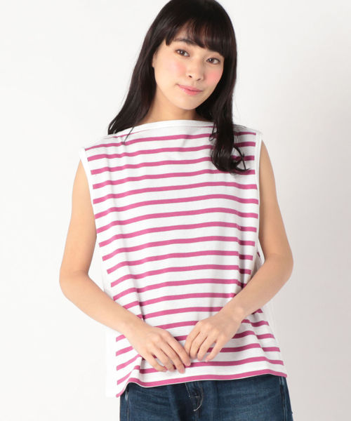 SHIPS(シップス)の「MAISON CHANTOISE: ボーダータンクトップ(タンクトップ・レディース・ブラック/ピンク系その他・ONE SIZE)」の1枚目の写真