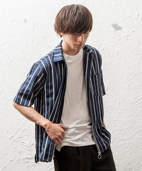 MinoriTY（マイノリティ）の「メンズ長袖ZIPストライプブルゾン（ブルゾン・メンズ・ブラック/ネイビー/ブラウン/ブルー・M/L）」の4枚目の写真