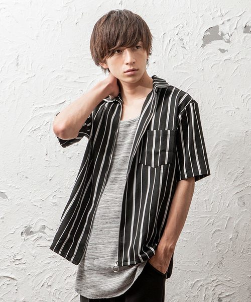 MinoriTY（マイノリティ）の「メンズ長袖ZIPストライプブルゾン（ブルゾン・メンズ・ブラック/ネイビー/ブラウン/ブルー・M/L）」の2枚目の写真