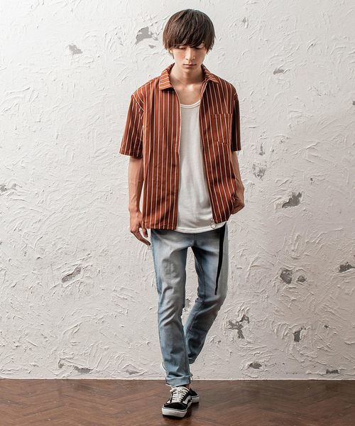 MinoriTY（マイノリティ）の「メンズ長袖ZIPストライプブルゾン（ブルゾン・メンズ・ブラック/ネイビー/ブラウン/ブルー・M/L）」の6枚目の写真