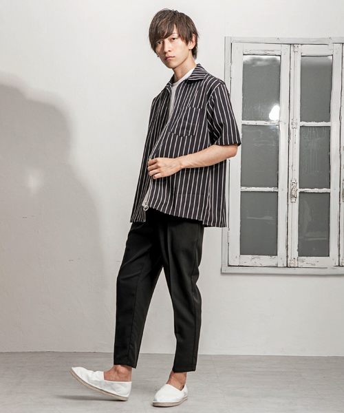 MinoriTY（マイノリティ）の「メンズ長袖ZIPストライプブルゾン（ブルゾン・メンズ・ブラック/ネイビー/ブラウン/ブルー・M/L）」の7枚目の写真