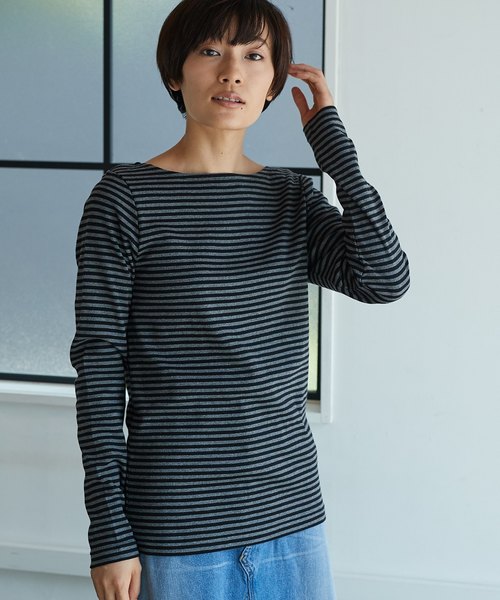 AMERICAN HOLIC(アメリカンホリック)の「フライスベーシックボートネック長袖プルオーバー(Tシャツ/カットソー・レディース・ブラック/その他7/ホワイト系その他4/キャメル/ブルー系その他2/イエロー系その他2・M/L)」の1枚目の写真