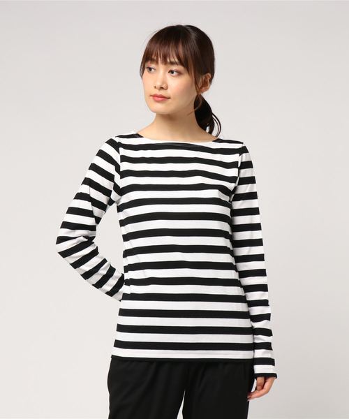 AMERICAN HOLIC(アメリカンホリック)の「フライスベーシックボートネック長袖プルオーバー(Tシャツ/カットソー・レディース・ブラック/その他7/ホワイト系その他4/キャメル/ブルー系その他2/イエロー系その他2・M/L)」の2枚目の写真