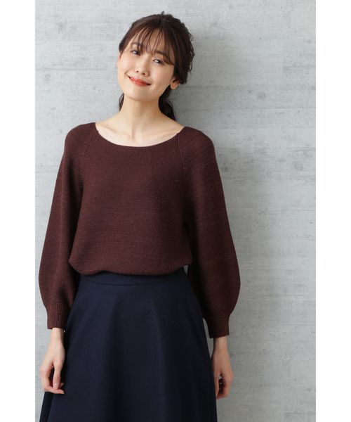 NATURAL BEAUTY BASIC（ナチュラルビューティーベーシック）の「ラメガーターニット（ニット/セーター・レディース・グレー/オフホワイト/ブラウン/グリーン・MEDIUM）」の3枚目の写真