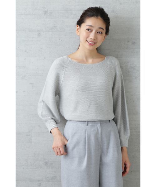 NATURAL BEAUTY BASIC（ナチュラルビューティーベーシック）の「ラメガーターニット（ニット/セーター・レディース・グレー/オフホワイト/ブラウン/グリーン・MEDIUM）」の2枚目の写真