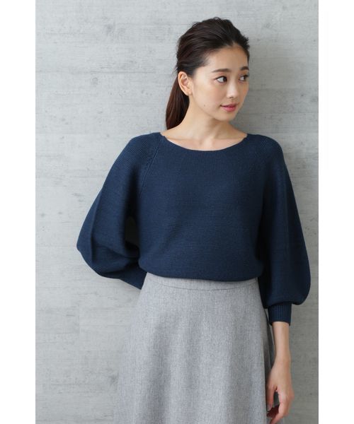 NATURAL BEAUTY BASIC（ナチュラルビューティーベーシック）の「ラメガーターニット（ニット/セーター・レディース・グレー/オフホワイト/ブラウン/グリーン・MEDIUM）」の4枚目の写真