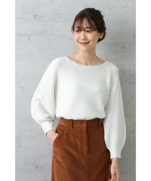 NATURAL BEAUTY BASIC（ナチュラルビューティーベーシック）の「ラメガーターニット（ニット/セーター・レディース・グレー/オフホワイト/ブラウン/グリーン・MEDIUM）」の16枚目の写真