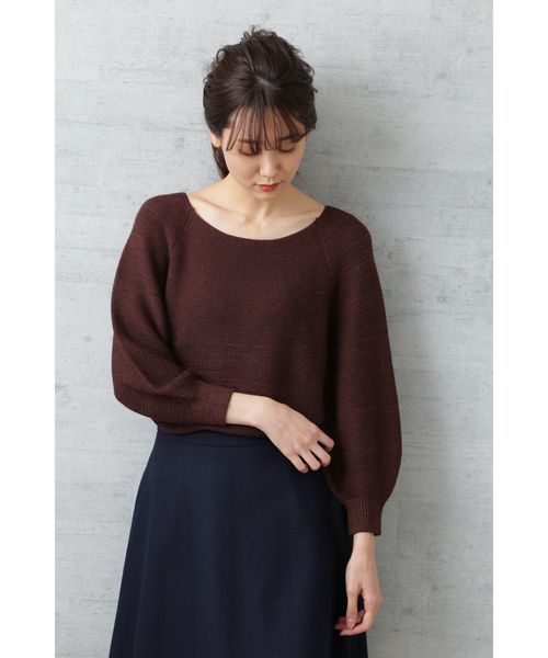 NATURAL BEAUTY BASIC（ナチュラルビューティーベーシック）の「ラメガーターニット（ニット/セーター・レディース・グレー/オフホワイト/ブラウン/グリーン・MEDIUM）」の8枚目の写真