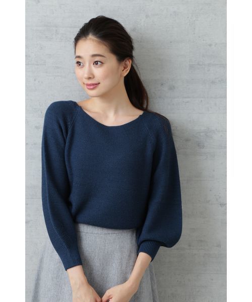 NATURAL BEAUTY BASIC（ナチュラルビューティーベーシック）の「ラメガーターニット（ニット/セーター・レディース・グレー/オフホワイト/ブラウン/グリーン・MEDIUM）」の9枚目の写真