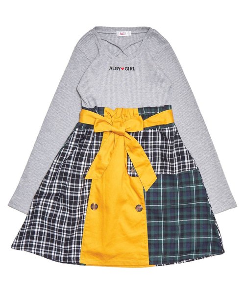 algy（アルジー）の「チェックドッキングトレンチワンピ（ワンピース・キッズ・ブラック/グレー/オフホワイト・X-SMALL/SMALL/MEDIUM/XX-SMALL）」の3枚目の写真