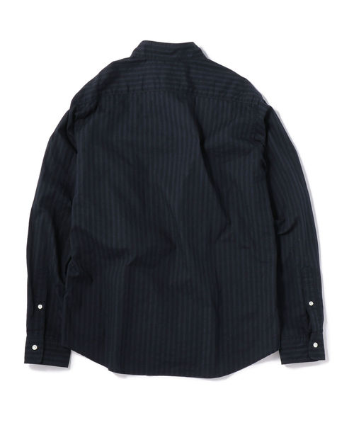 SHIPS(シップス)の「SU: スタンドカラー ストライプ シャツ(シャツ/ブラウス・メンズ・ブラック/ネイビー/オリーブ・SMALL/MEDIUM/LARGE/X-LARGE)」の4枚目の写真