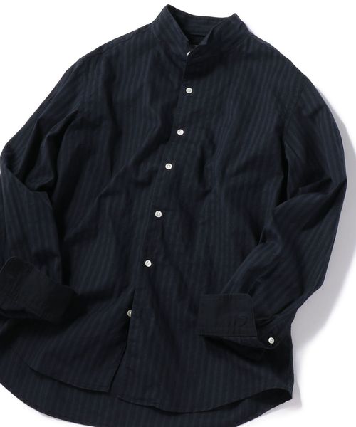 SHIPS(シップス)の「SU: スタンドカラー ストライプ シャツ(シャツ/ブラウス・メンズ・ブラック/ネイビー/オリーブ・SMALL/MEDIUM/LARGE/X-LARGE)」の8枚目の写真