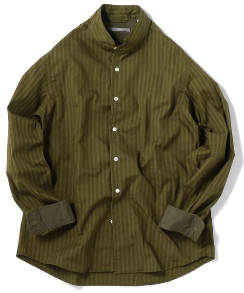 SHIPS(シップス)の「SU: スタンドカラー ストライプ シャツ(シャツ/ブラウス・メンズ・ブラック/ネイビー/オリーブ・SMALL/MEDIUM/LARGE/X-LARGE)」の12枚目の写真