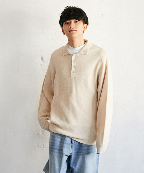 PairPair（ペアペア）の「ニットポロシャツ（ニット/セーター・メンズ・ライトベージュ・FREE）」の3枚目の写真