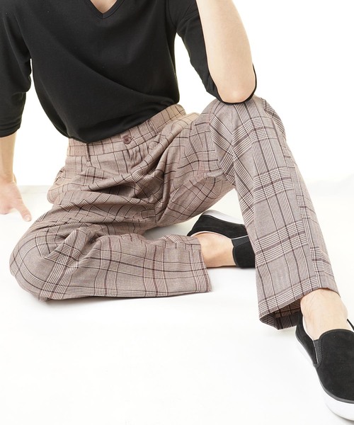 おしゃれスタ(オシャレスタ)の「グレンチェックテーパードパンツ(RE)(その他パンツ・メンズ・ブラック/グレー/ブラウン/グリーン/ワイン/ダークブラウン/ネイビー・M/L/XL)」の5枚目の写真