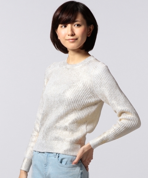 UNITED ARROWS（ユナイテッドアローズ）の「◇UAG FOIL/PRT クルーネック ニット ◇（ニット/セーター・レディース・ゴールド/シルバー/ネイビー・38/36）」の3枚目の写真