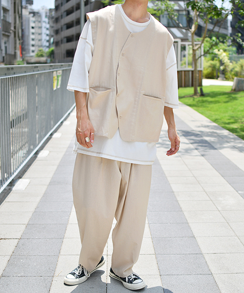 kutir（クティール）の「リネン１タックパンツセットアップ（その他パンツ・メンズ・ベージュ/オフホワイト・SMALL/MEDIUM）」の6枚目の写真