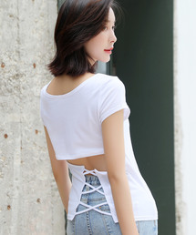 バックオープンベーシックTシャツ